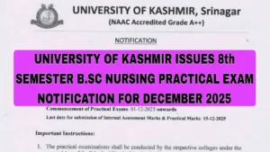 KU 8th Sem B.Sc Nursing Practical Exam Notice Dec 2025