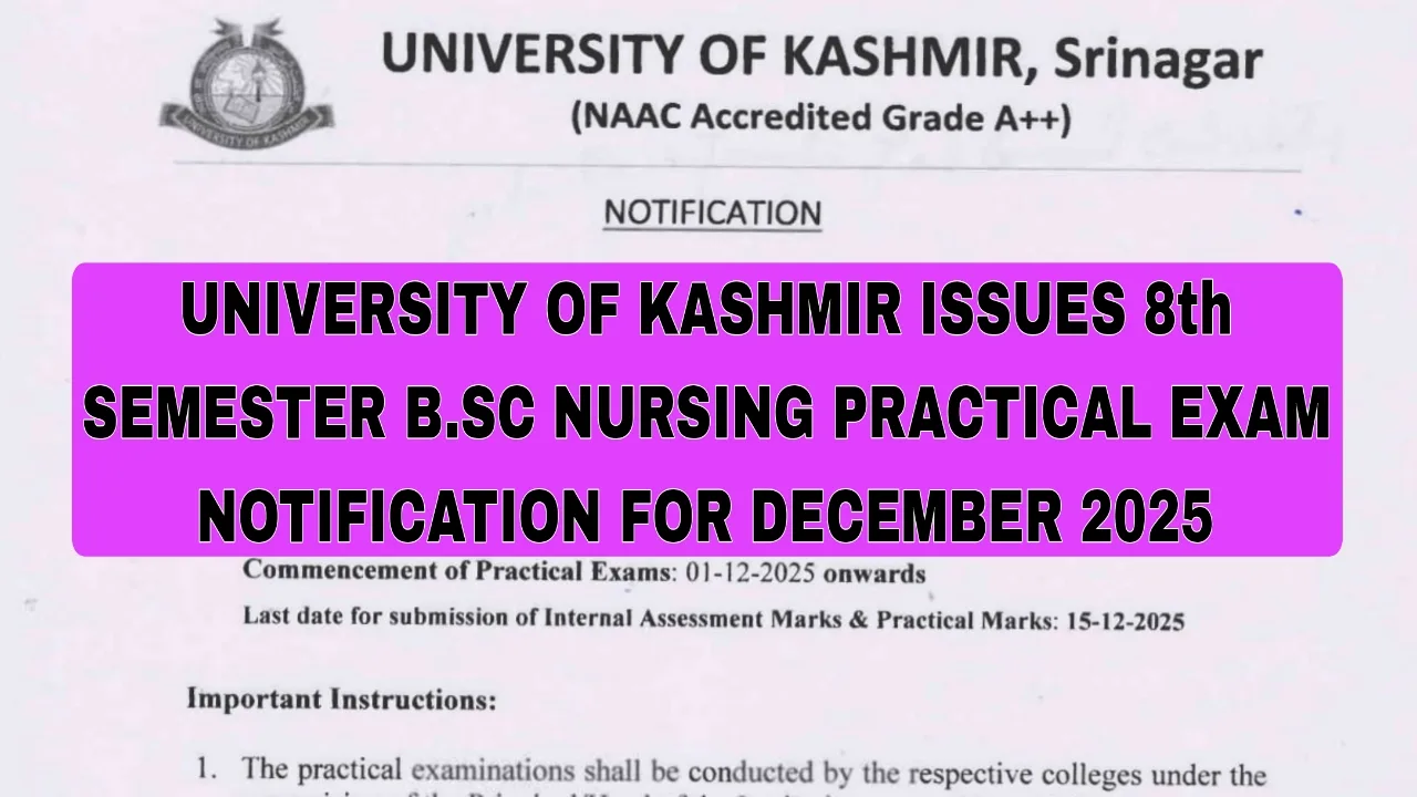 KU 8th Sem B.Sc Nursing Practical Exam Notice Dec 2025