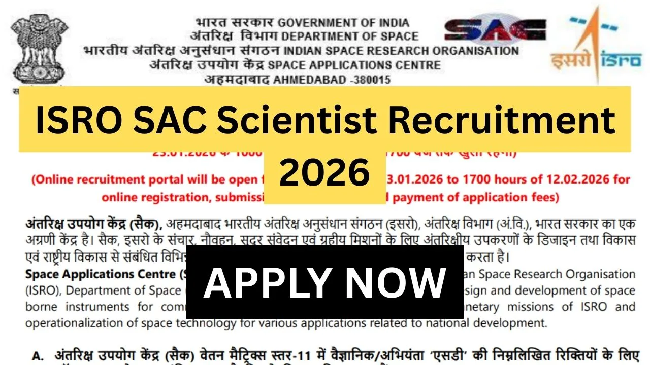 ISRO SAC Scientist Recruitment 2026